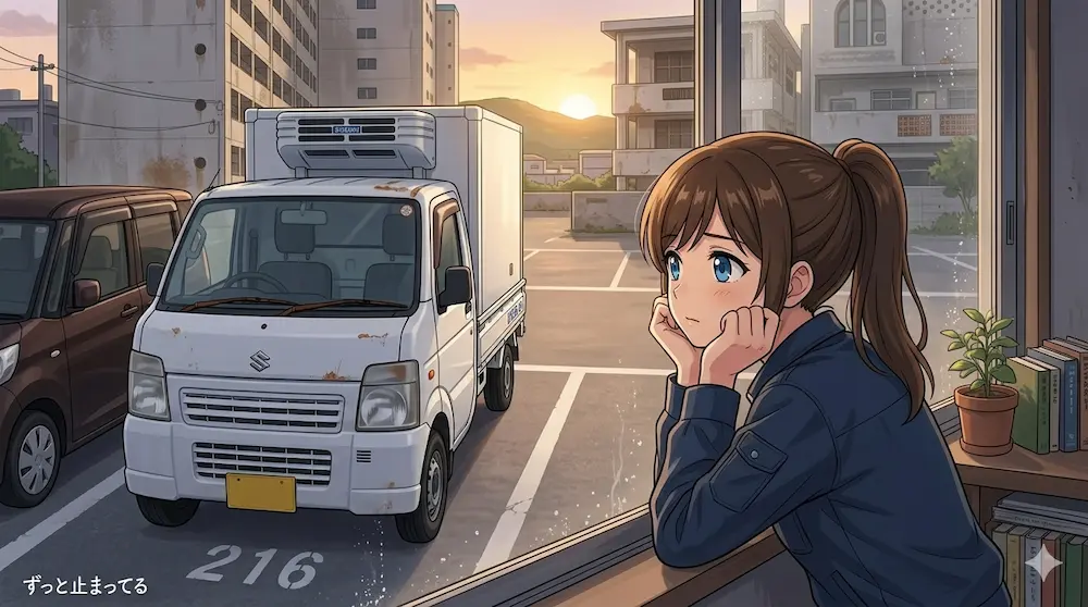 駐車場に置いてい有るくるま